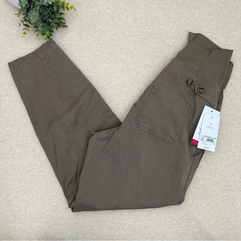 Ingrid & Isabel Women’s Maternity Tan Nylon Full Panel Brown Pants Size XS - Picture 9 of 10